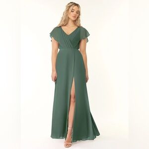 Azazie Rylee Bridesmaid Dress | Eucalyptus | NWT | Includes Garment Bag